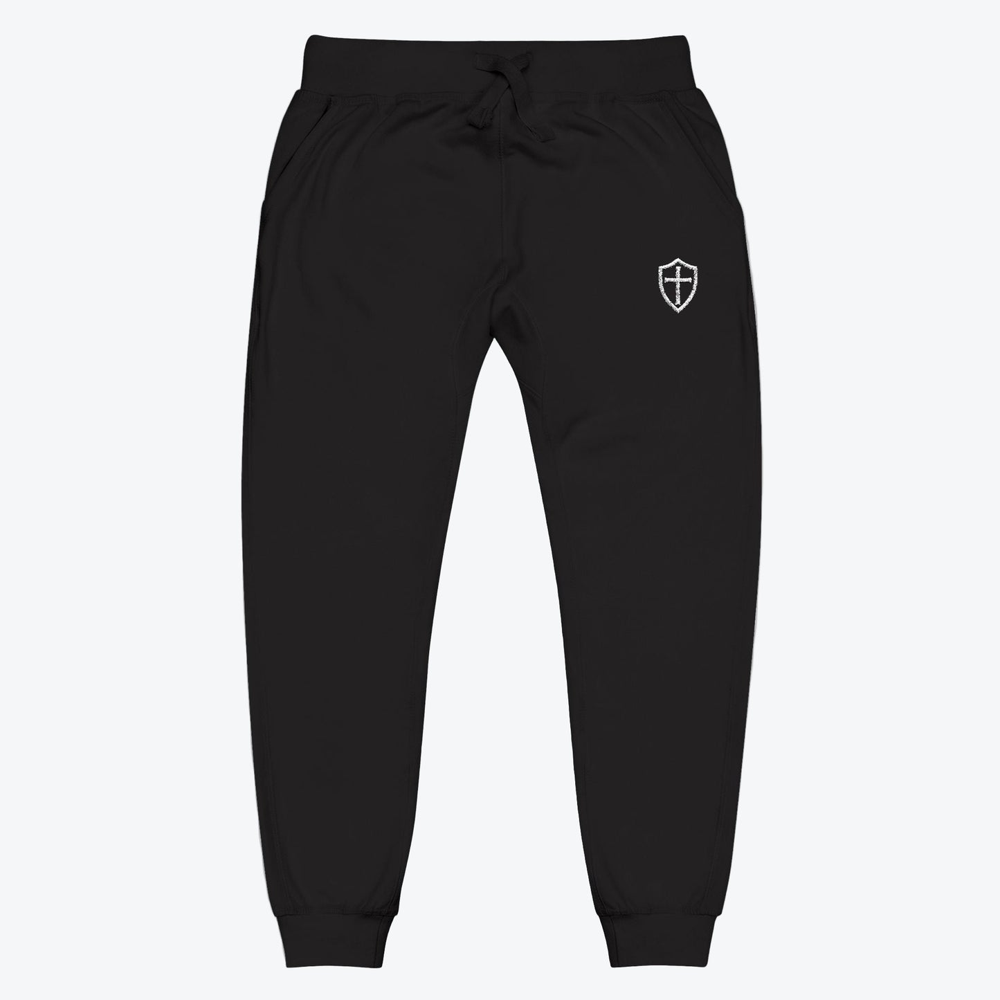 Cross Shield Fleece Sweatpants with Embroidered Design