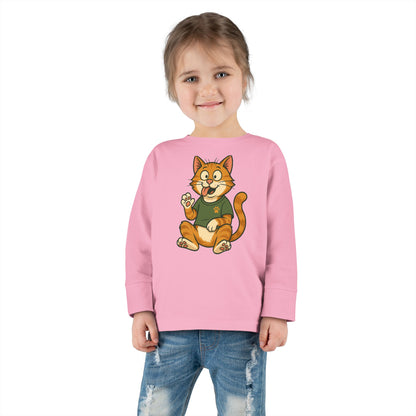 Goofy Cat Toddler Long Sleeve Tee