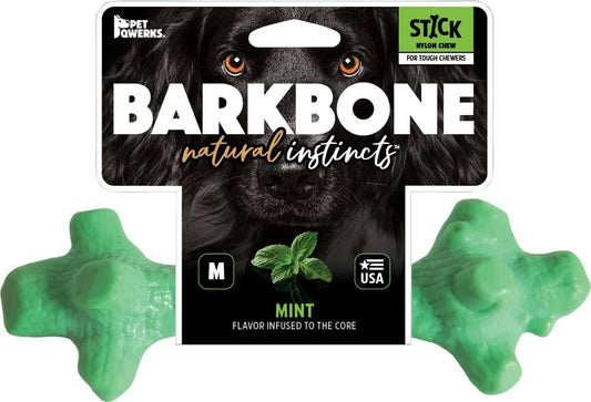 Pet Qwerks  Dinosaur Barkbone Breath Stick Mint Medium