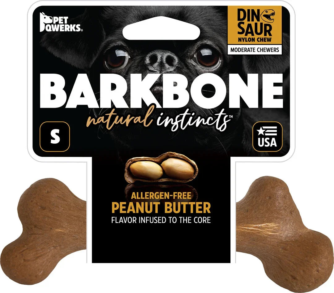 Pet Qwerks  Dinosaur Barkbone Peanut Butter Small