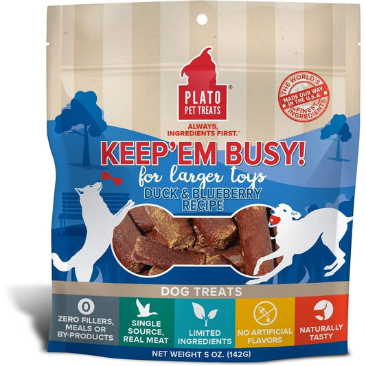 Plato Dog Keep Em Busy Duck And Blueberry Treats Large 5oz.