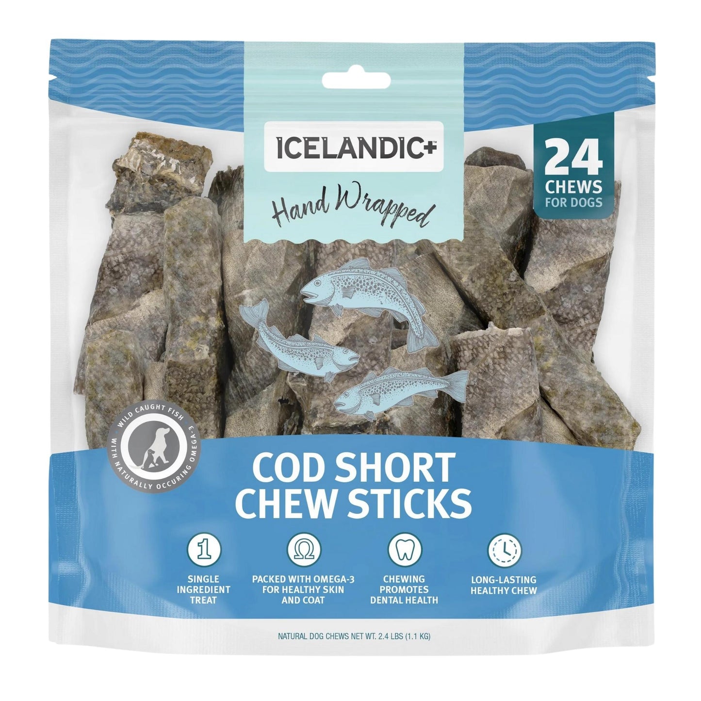 Icelandic Dog Cod Skin Chew Stick 5 Inch 24 Pack Default Title