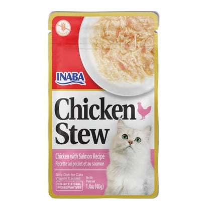 Inaba Chicken Stew Side Dish For Cats Chicken/Salmon 1.76oz. (Case of 8)