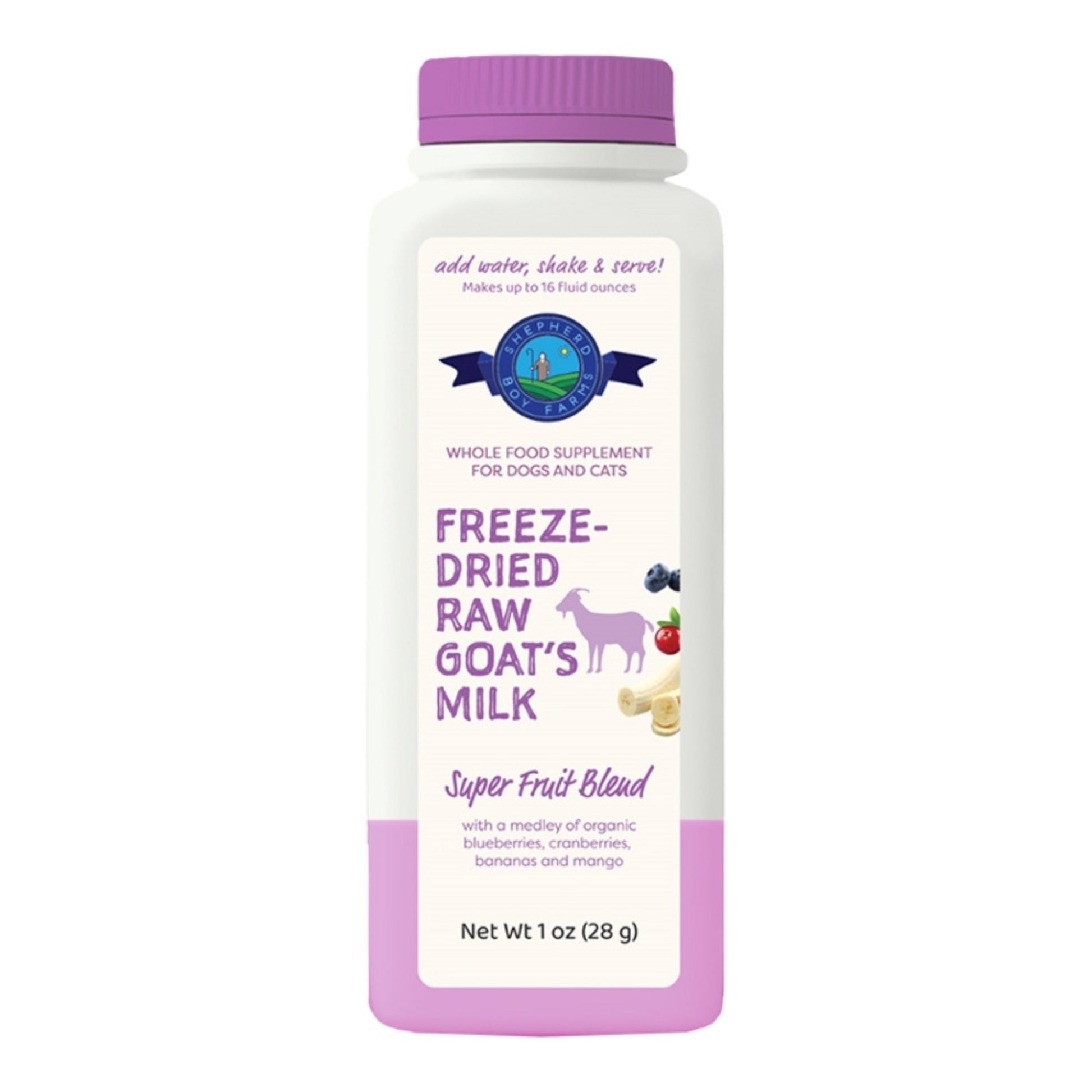 Shepherd Boy Farms Dog & Cat Freeze-Dried Raw Goat Milk Super Fruit 16oz.