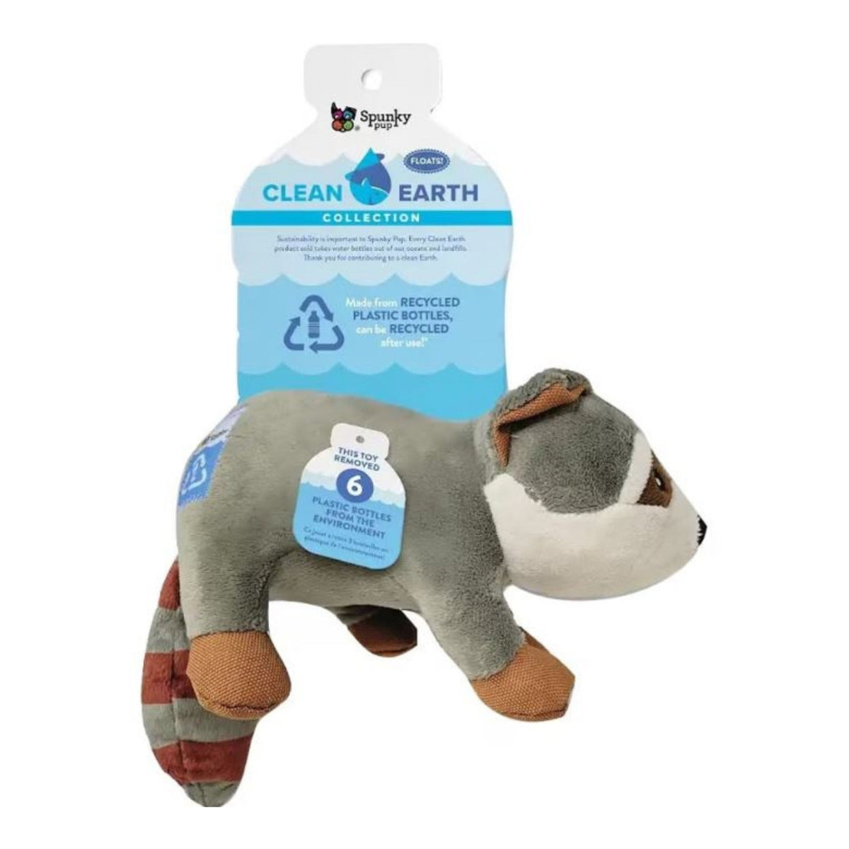 Spunkypup Clean Earth Recycled Plush Toy Raccoon Small