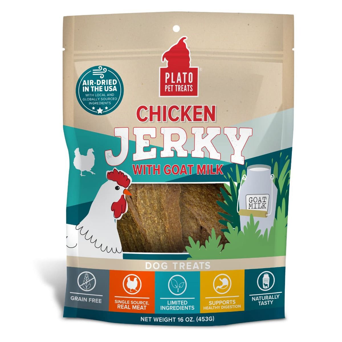 Plato Dog Jerky Chicken With Goat'S Milk 16oz.