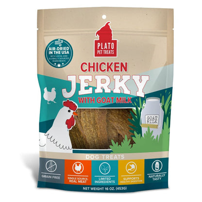 Plato Dog Jerky Chicken With Goat'S Milk 16oz.