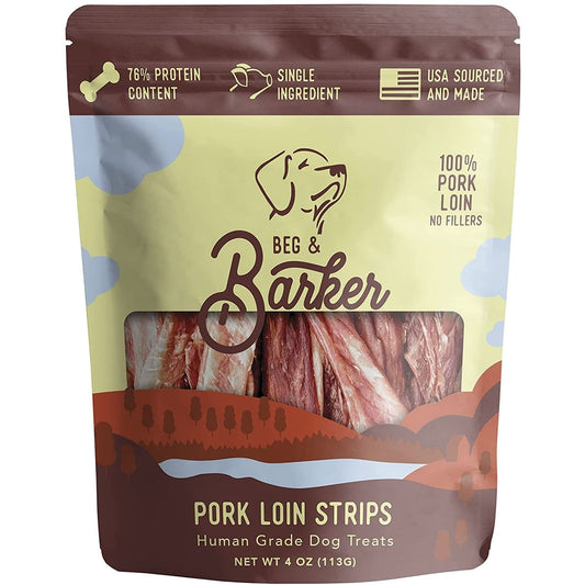Beg & Barker Pork Loin Strip Dog Treats 4oz