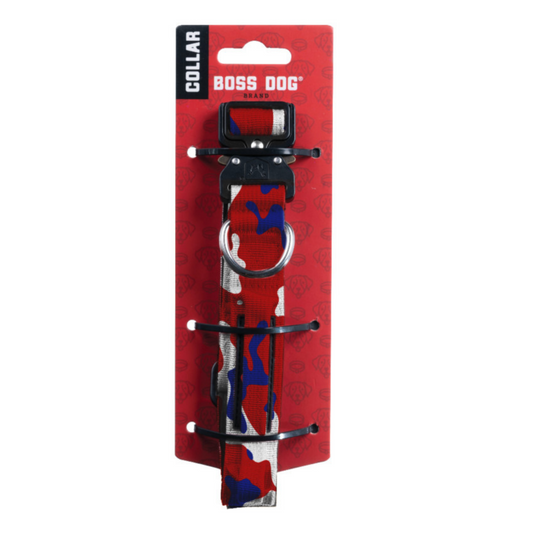 Boss Dog Tactical Adjustable Dog Collar Red, White, & Blue, 1ea/Small, 13-16 in Default Title
