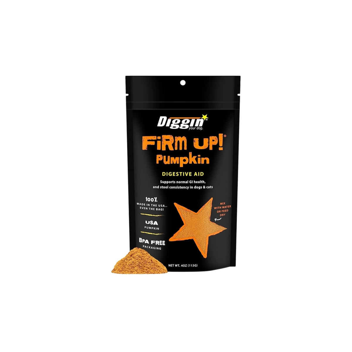 Diggin Your Dog Dog & Cat Firm Up! Pumpkin Digestive Aid 4oz.