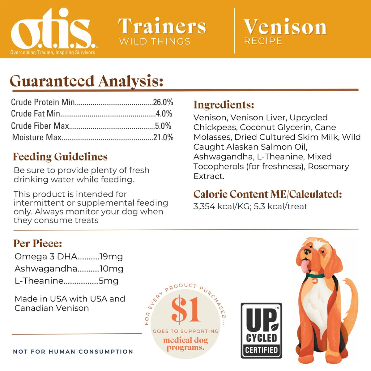 Otis Dog Wild Things Trainers Venison 4oz.