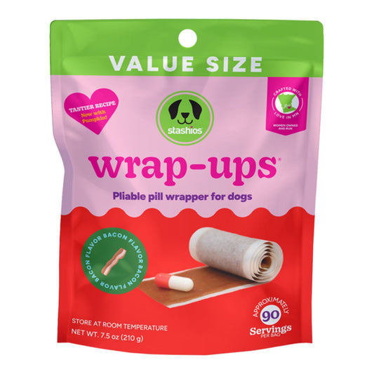 Stashios Dog & Cat Value Size: Wrap - Ups Pliable Pill Wrapper For Dogs Bacon Flavor