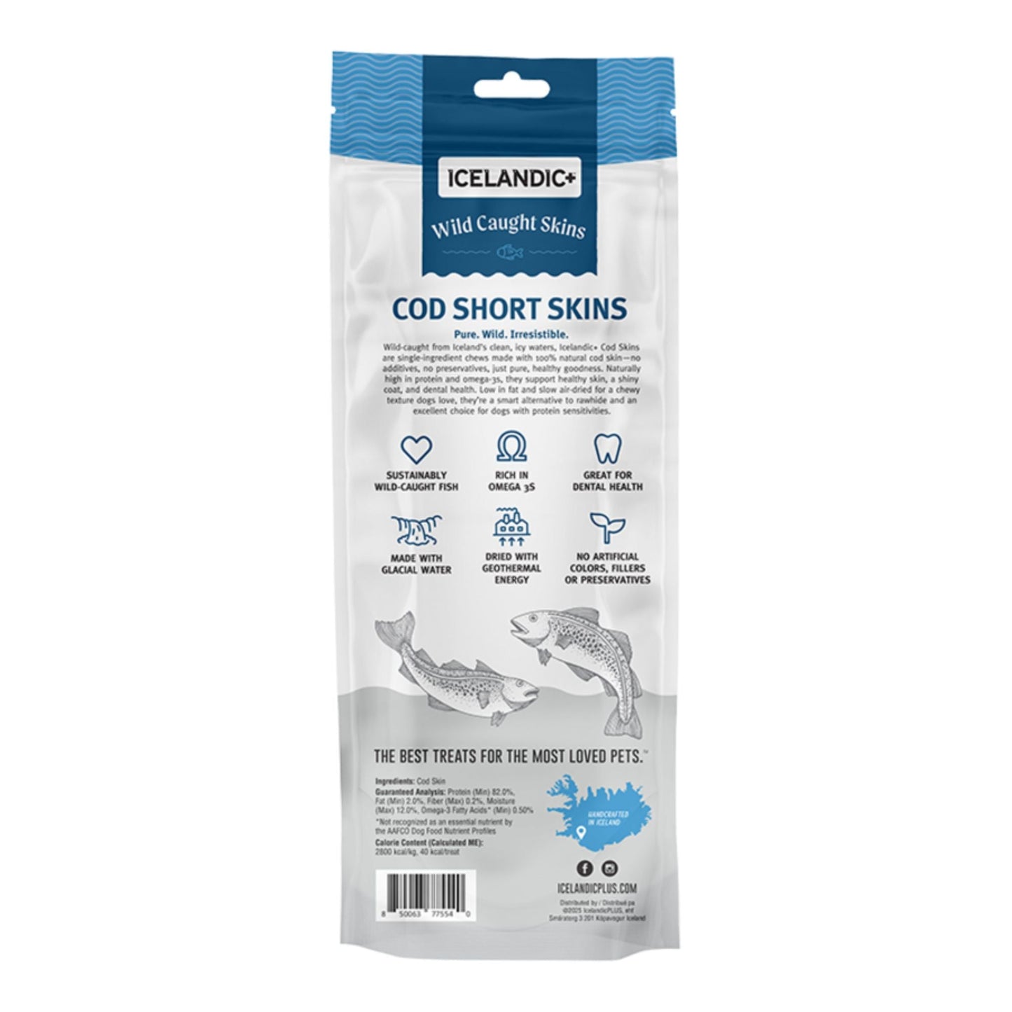 Icelandic Dog Short COD Skin Strips (8-10") - 3 Pack