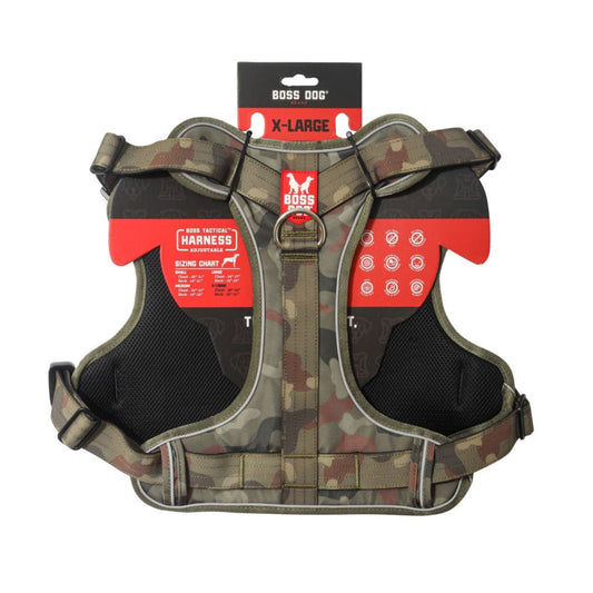 Boss Dog Tactical Dog Harness Green Camo, 1ea/XL