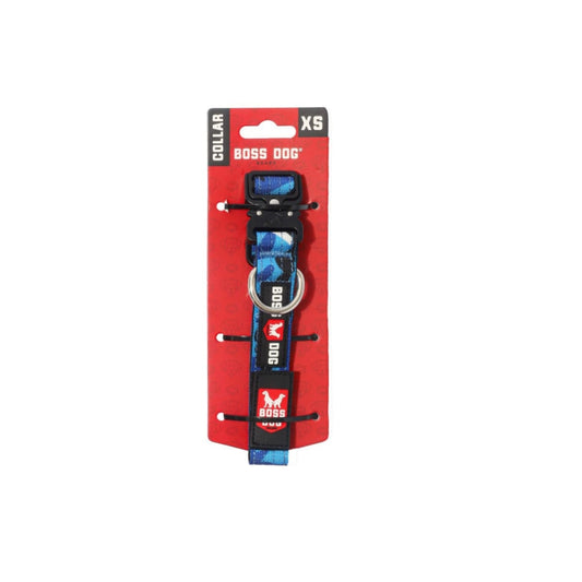 Boss Dog Tactical Adjustable Dog Collar Blue Camo, 1ea/XS, 11-14in.