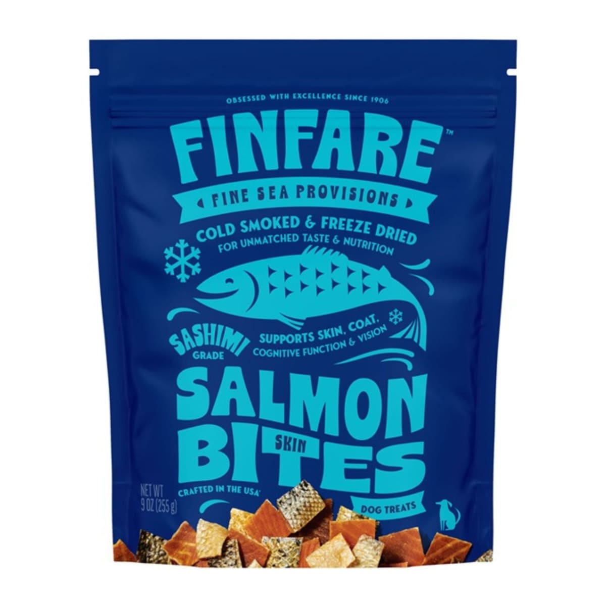 Finfare Dog 9oz. Freeze-dried Smoked Salmon Skin Bites