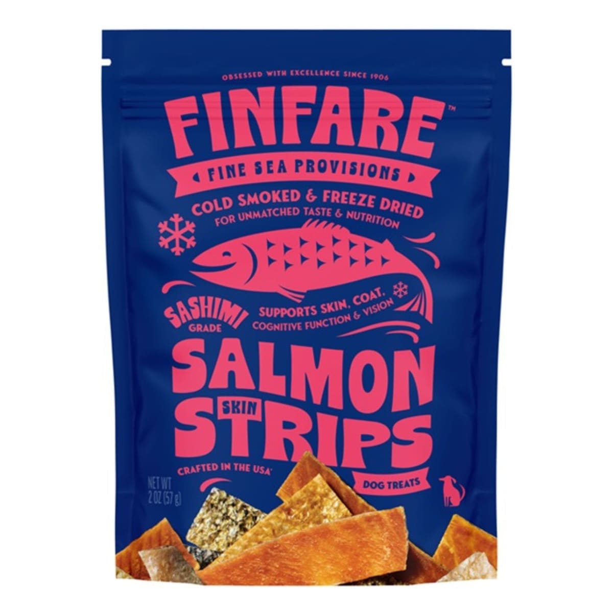 Finfare Dog 2oz. Freeze-dried Smoked Salmon Skin Strips