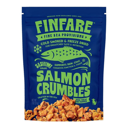 Finfare Dog 2oz. Freeze-dried Smoked Salmon Crumbles Treat Topper