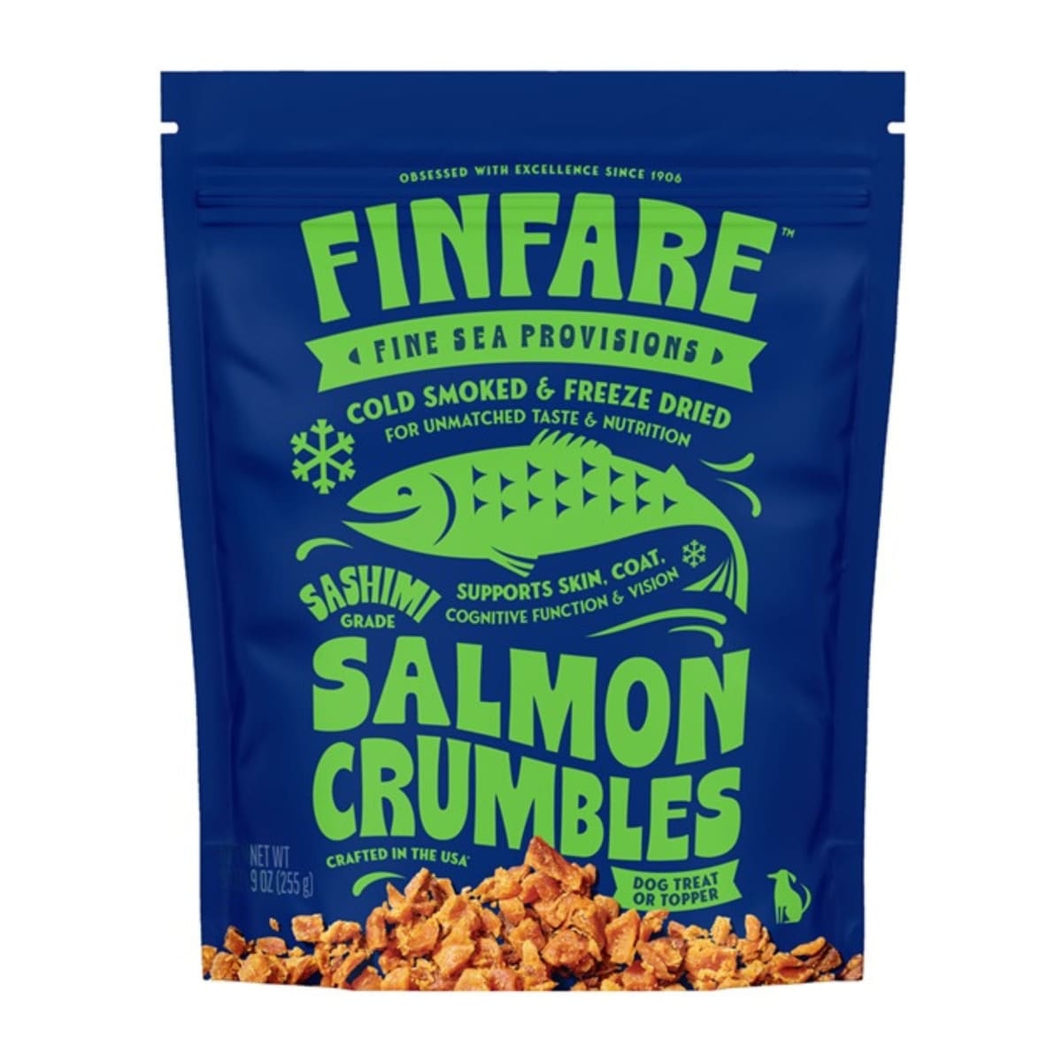 Finfare Dog 9oz. Freeze-dried Smoked Salmon Crumbles Treat Topper
