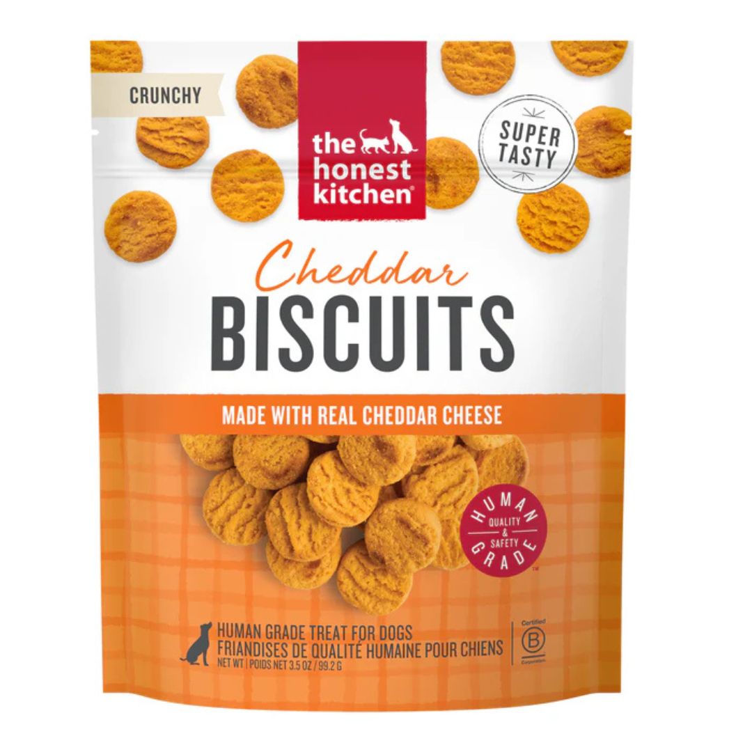 The Honest Kitchen Dog Cheddar Biscuits Made With Real Cheddar Cheese 3.5Oz Pouch