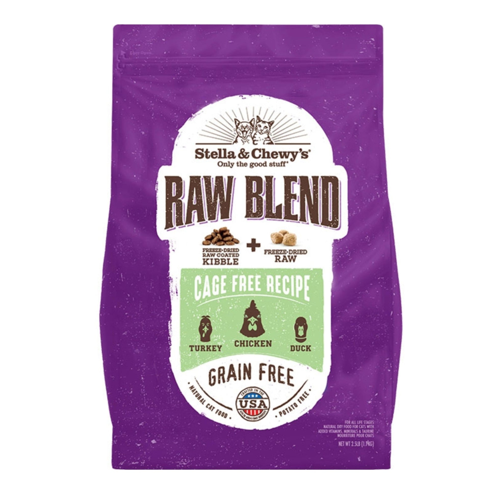 Stella & Chewys Cat Kibble - Raw Blend Cage -Free Poultry Recipe 10Lbs