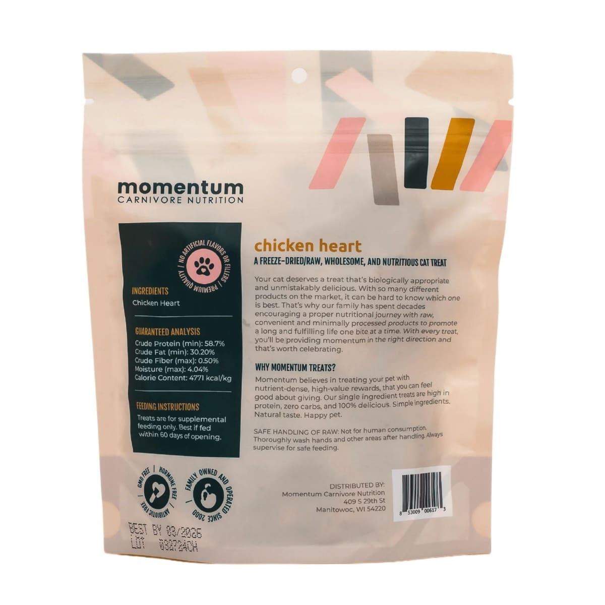 Momentum Carnivore Nutrition Cat 1.9oz. Chicken Hearts