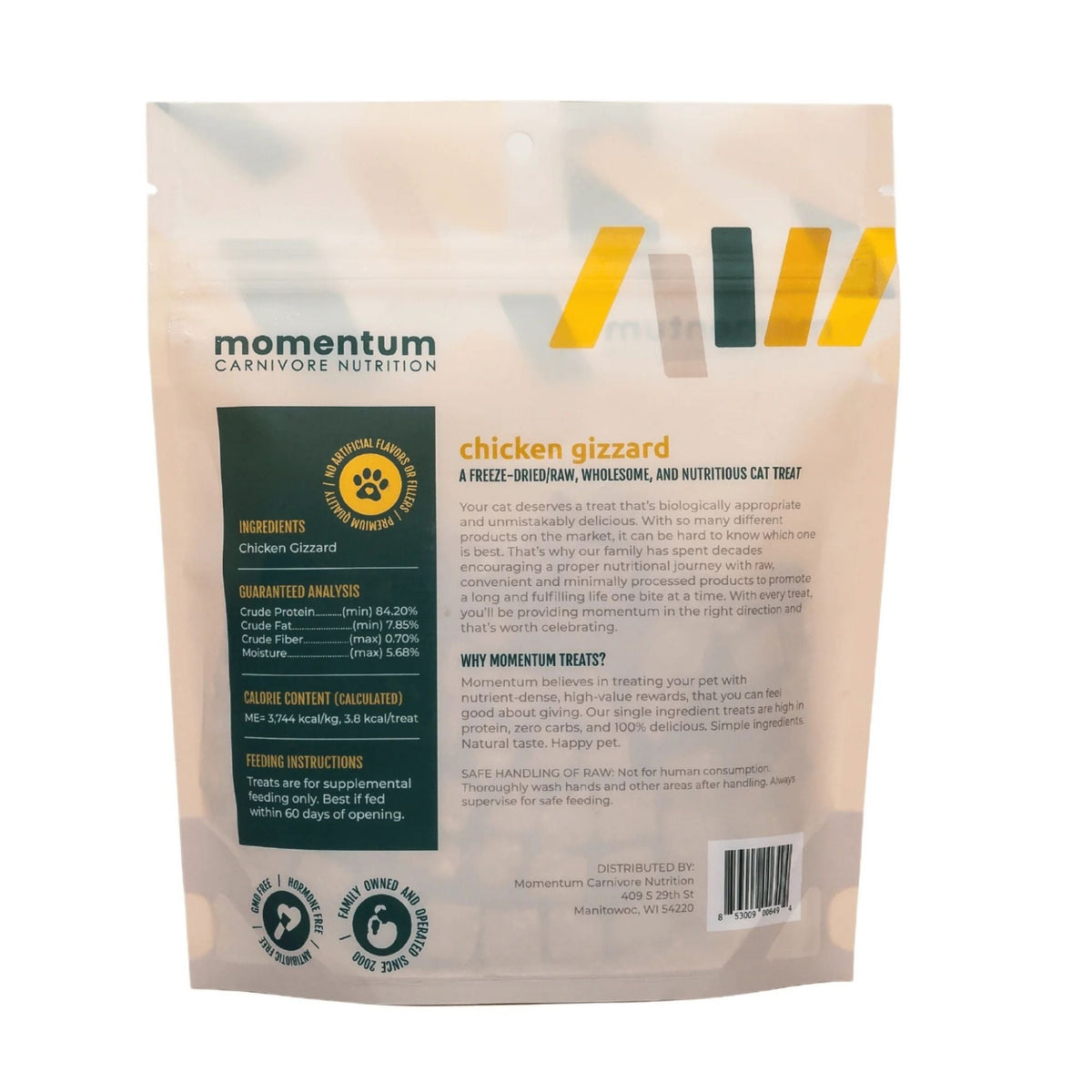 Momentum Carnivore Nutrition Cat 1.9oz. Chicken Gizzard