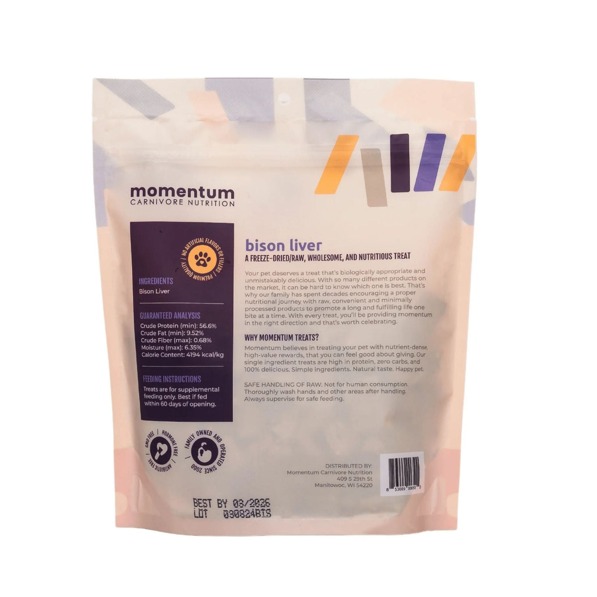Momentum Carnivore Nutrition Dog 4oz. Bison Liver