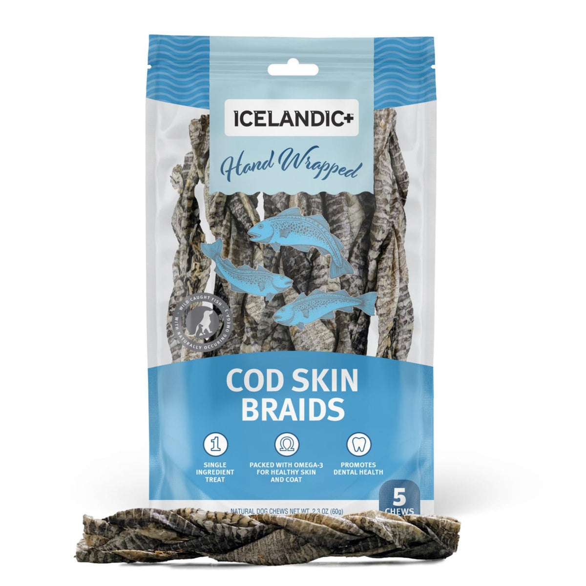 Icelandic Dog Cod Skin Braided 7 Inch 5 Pack Default Title