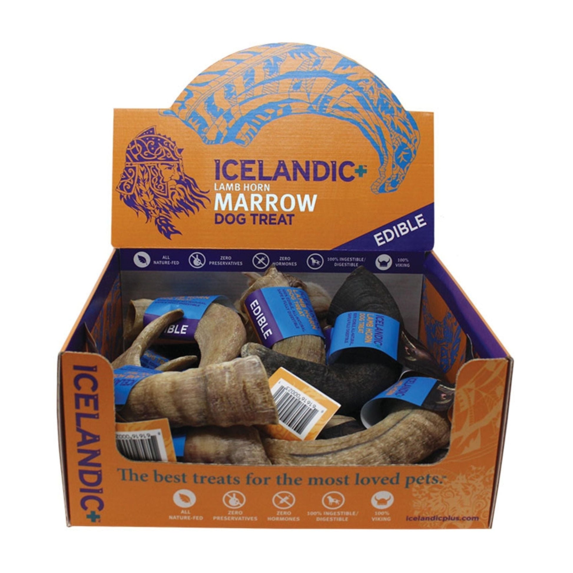 Icelandic  Lamb Horn W- Marrow - 36-Piece Display Loose (Sized Approx. 4-5In)