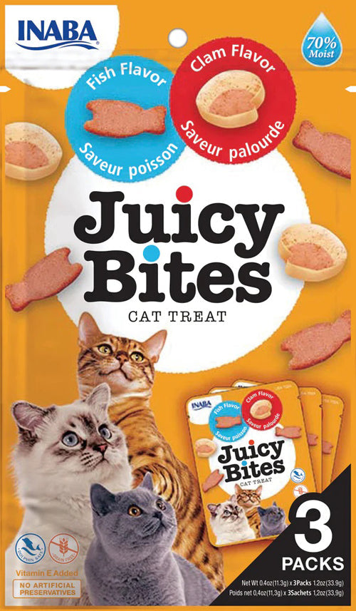 Inaba Cat Juicy Bites Fish Clam1.2Oz-6Ct