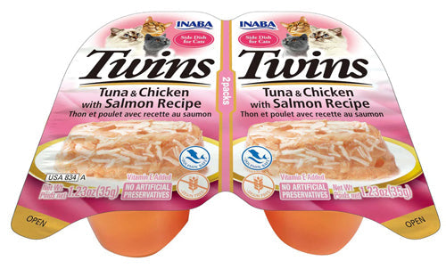 Inaba Cat Twin Cups Tuna Chkn Salmon 6Ct-2.46Oz