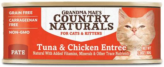 Grandma Mae's Country Naturals Grain Free Pate Wet Cat & Kitten Food Tuna & Chicken 2.8oz 24pk