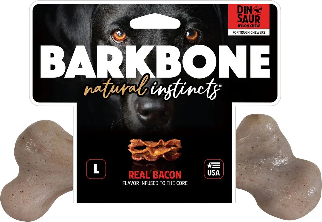Pet Qwerks  Dinosaur Barkbone Bacon Large