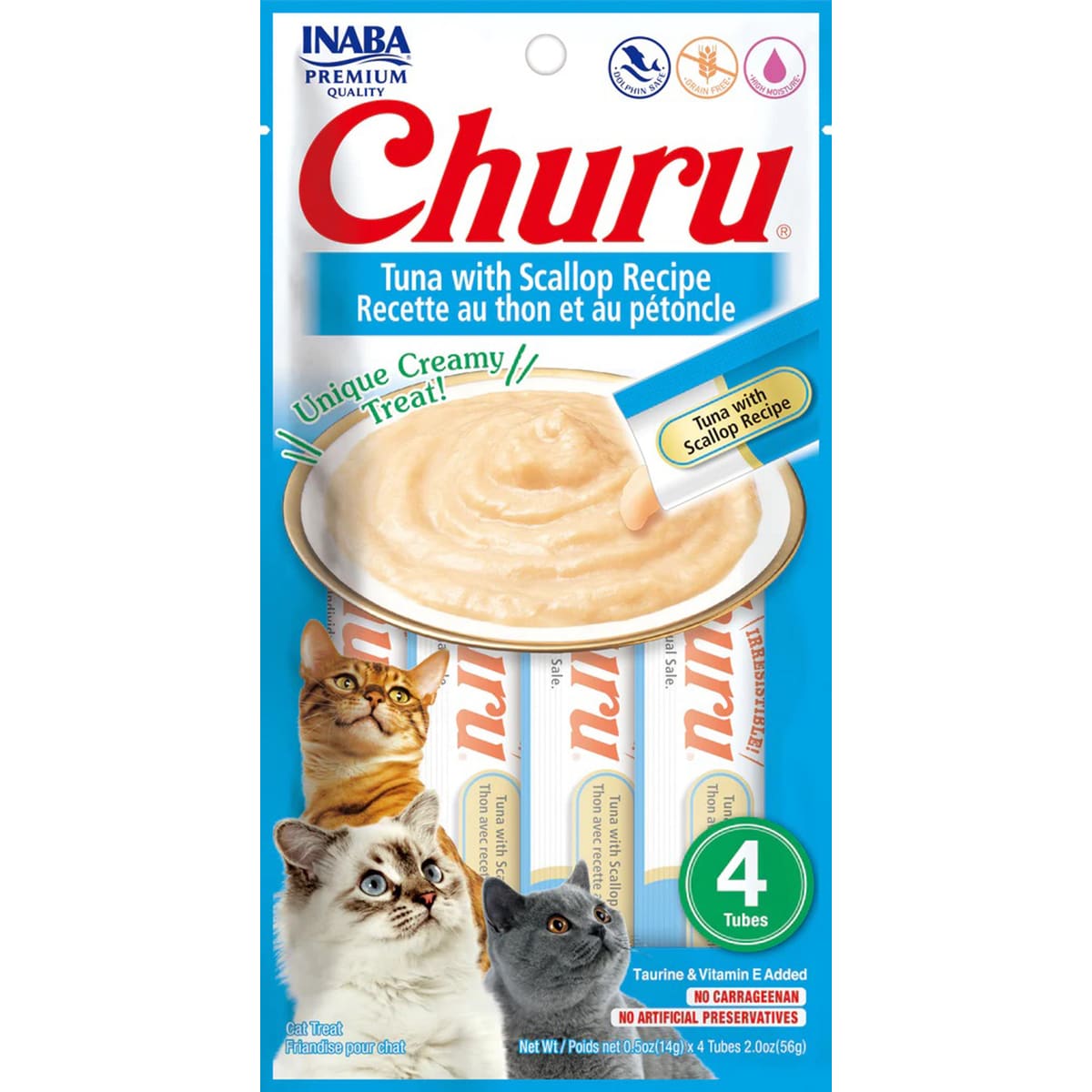 Inaba Cat Churu Puree Tuna Scallop 0.52Oz-6Ct