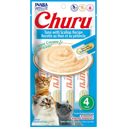 Inaba Cat Churu Puree Tuna Scallop 0.52Oz-6Ct