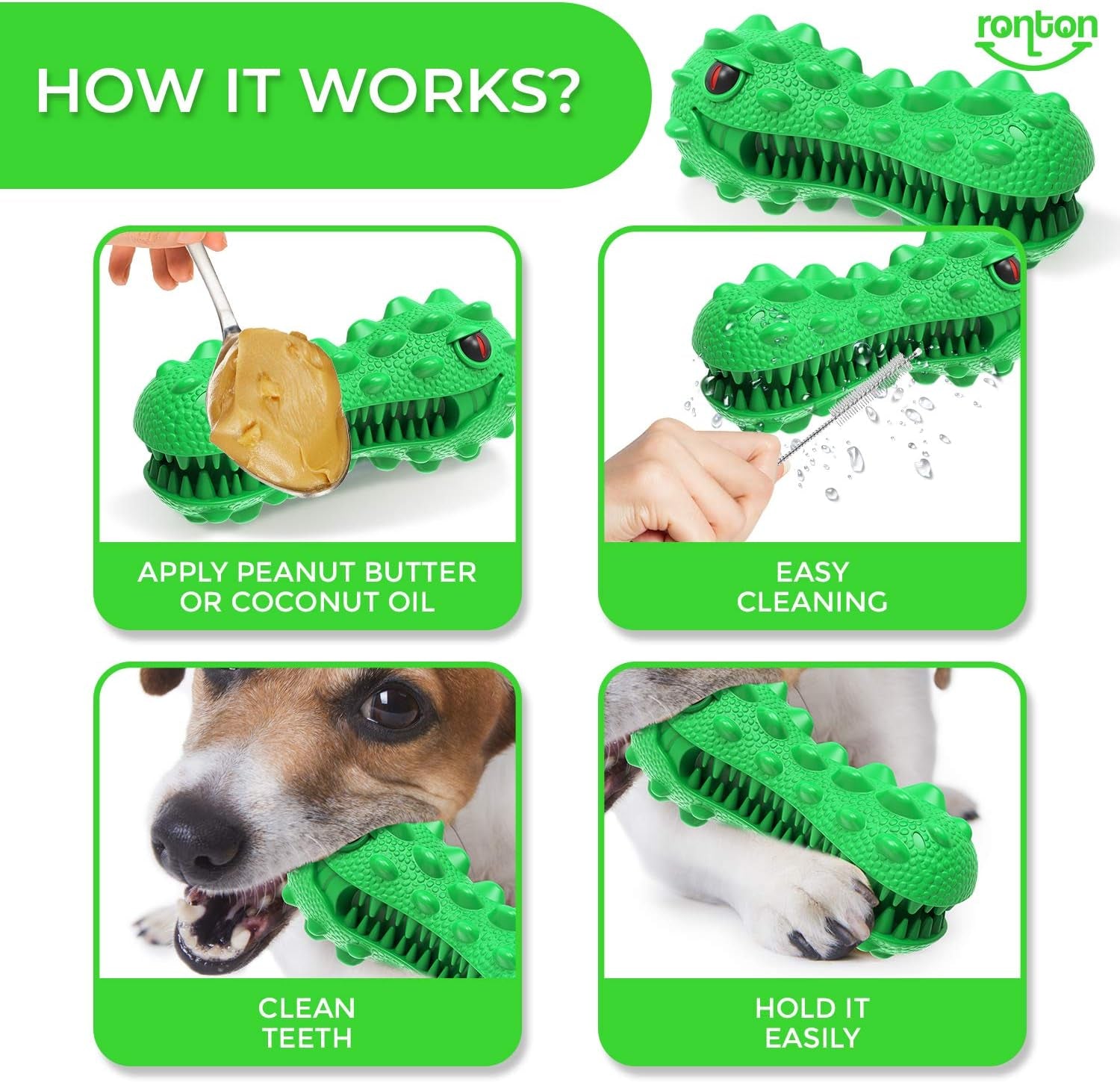 Cat Toothbrush - Durable Hard Rubber Cat Dental Care, Interactive Toothbrush Chew Toy (1 Pack Dino)