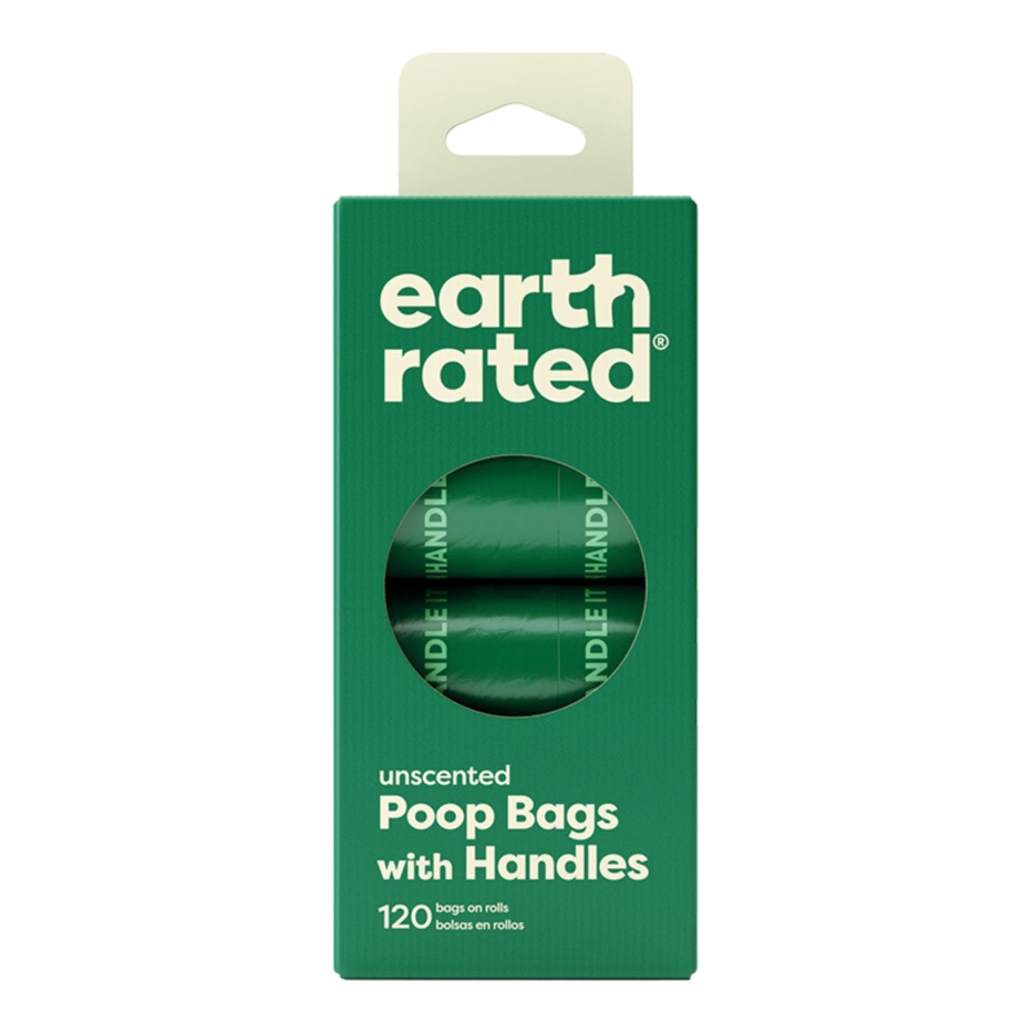Earth Rated Dog Unscented Poop Bags With Handles Refill Rolls - 120 Count
