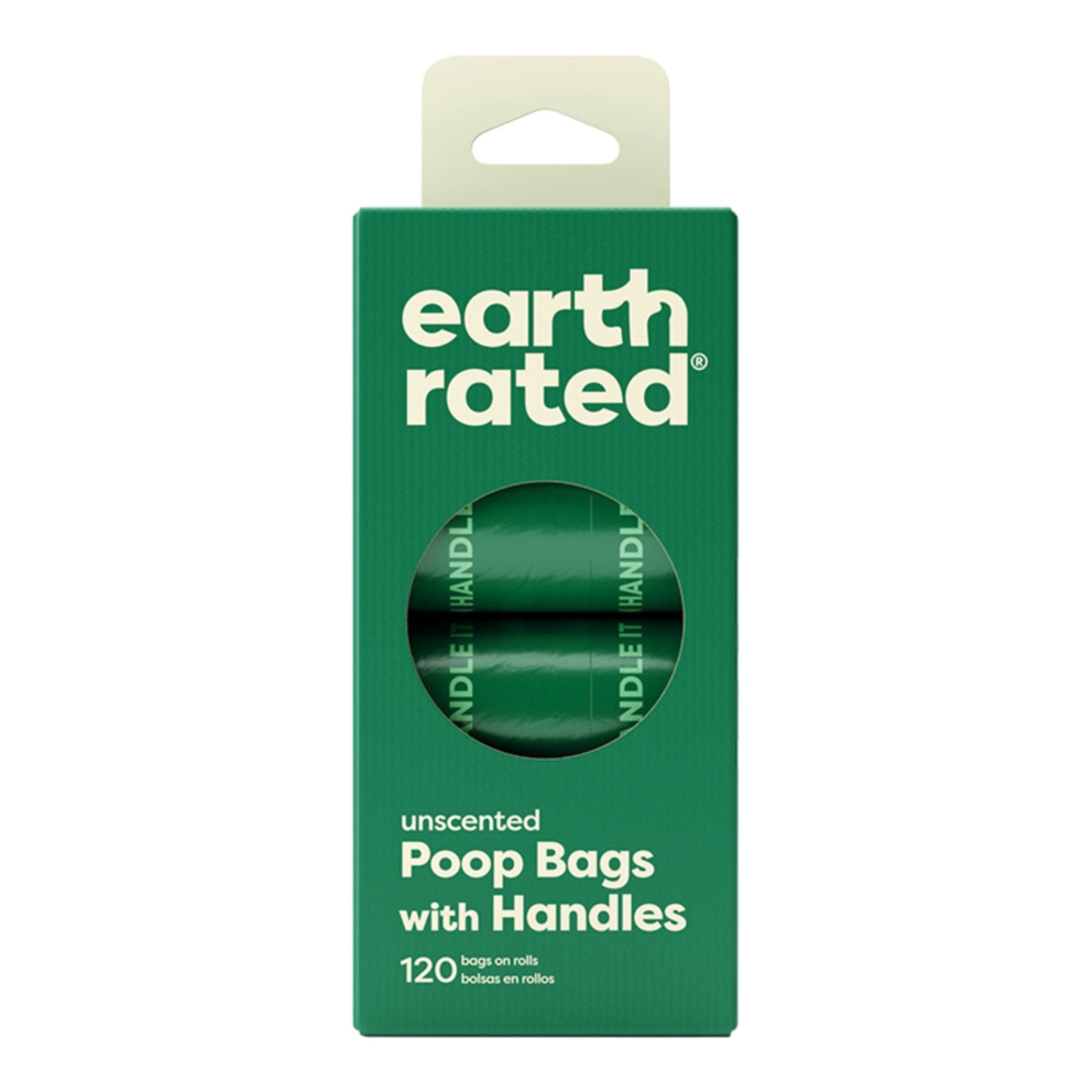 Earth Rated Dog Unscented Poop Bags With Handles Refill Rolls - 120 Count