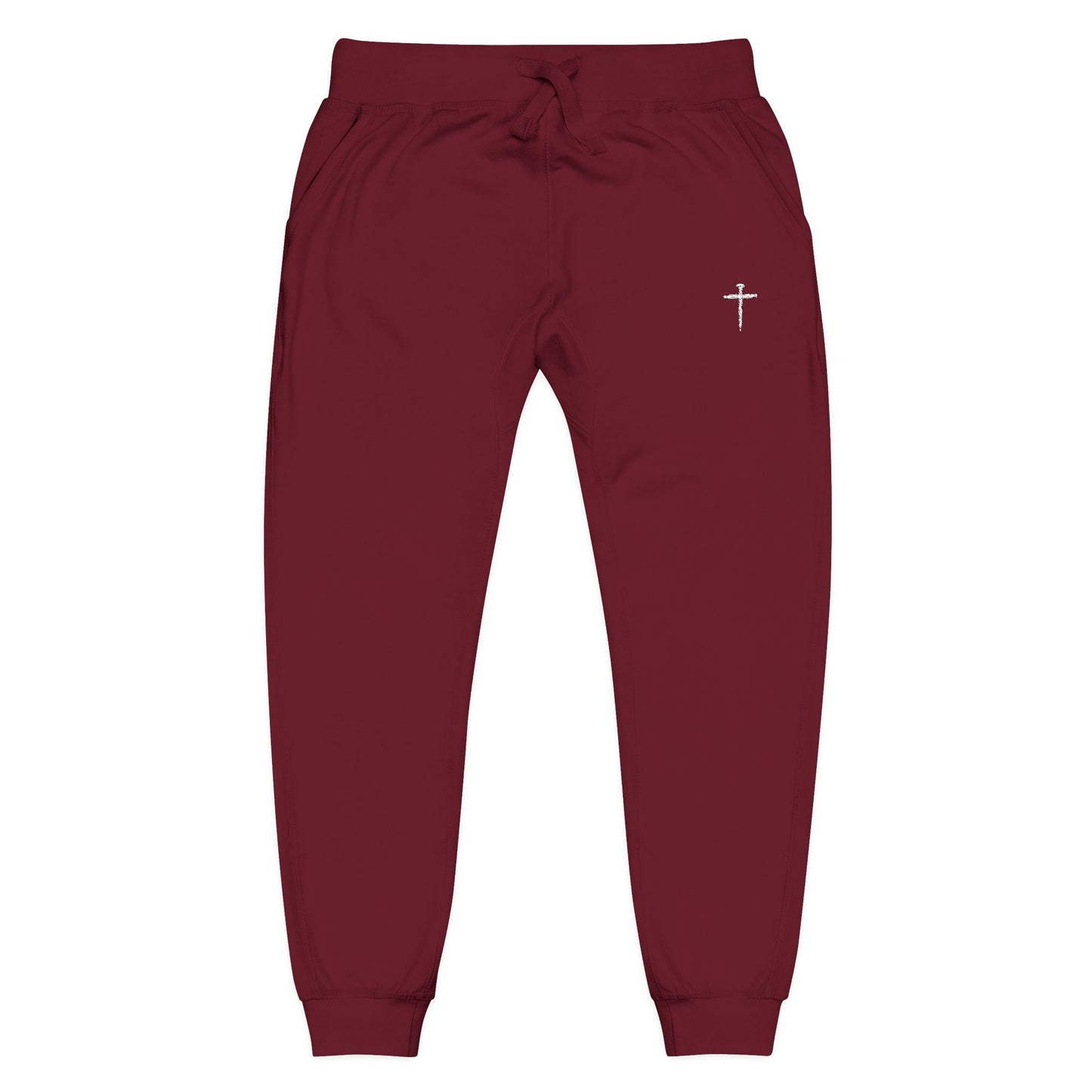 Nail Cross Embroidered Unisex Fleece Sweatpants