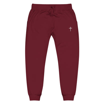Nail Cross Embroidered Unisex Fleece Sweatpants