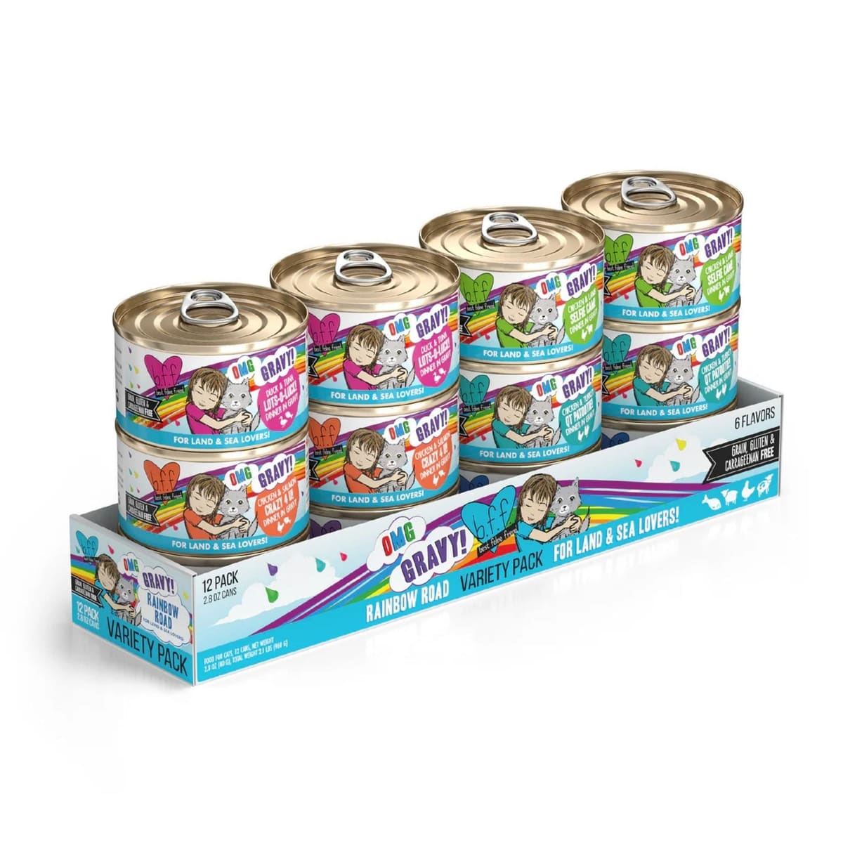 BFF Cat Omg Rainbow Road Variety Pack 2.8oz.(Case of 12)