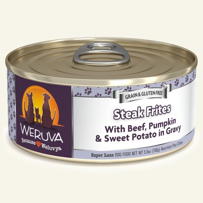 Weruva Dog Steak Frites with Beef; Pumpkin and Sweet Potato in Gravy 5.5oz. Case Of 24