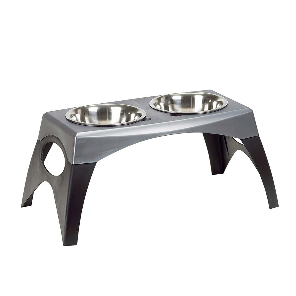 Bergan Stormcloud Elevated Feeder 2 Dog Bowl Black; Grey Large