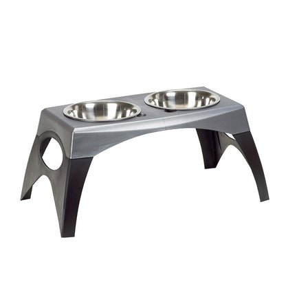 Bergan Stormcloud Elevated Feeder 2 Dog Bowl Black; Grey Large