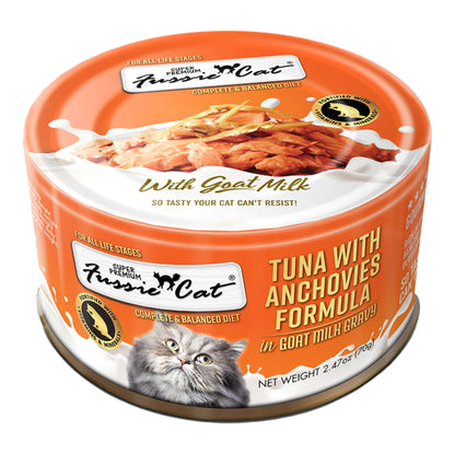 Fussie Cat Premium Tuna with Anchovies in Goat milk Gravy 2.47oz. Default Title
