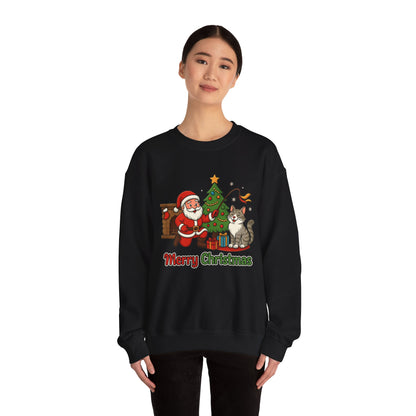 Merry Christmas Santa & Cat Holiday Crewneck
