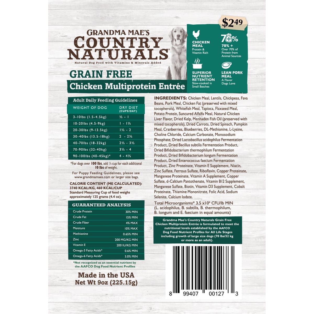 Grandma Mae's Country Naturals Premium All Natural Grain Free Dry Dog Food High-Protein Chicken 18ea/14 oz