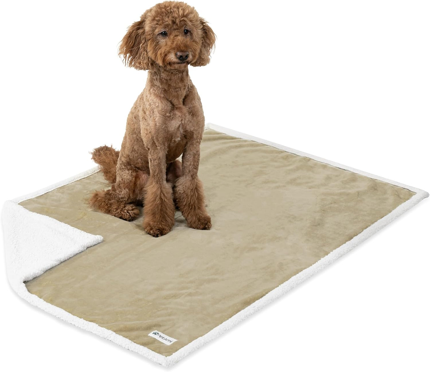 Waterproof Dog Blanket for Queen Bed Large XL Dog Throw for Couch Cover Leakproof Furniture Protection, Sherpa Fleece, Reversible Soft Washable 90X90 Light Gray