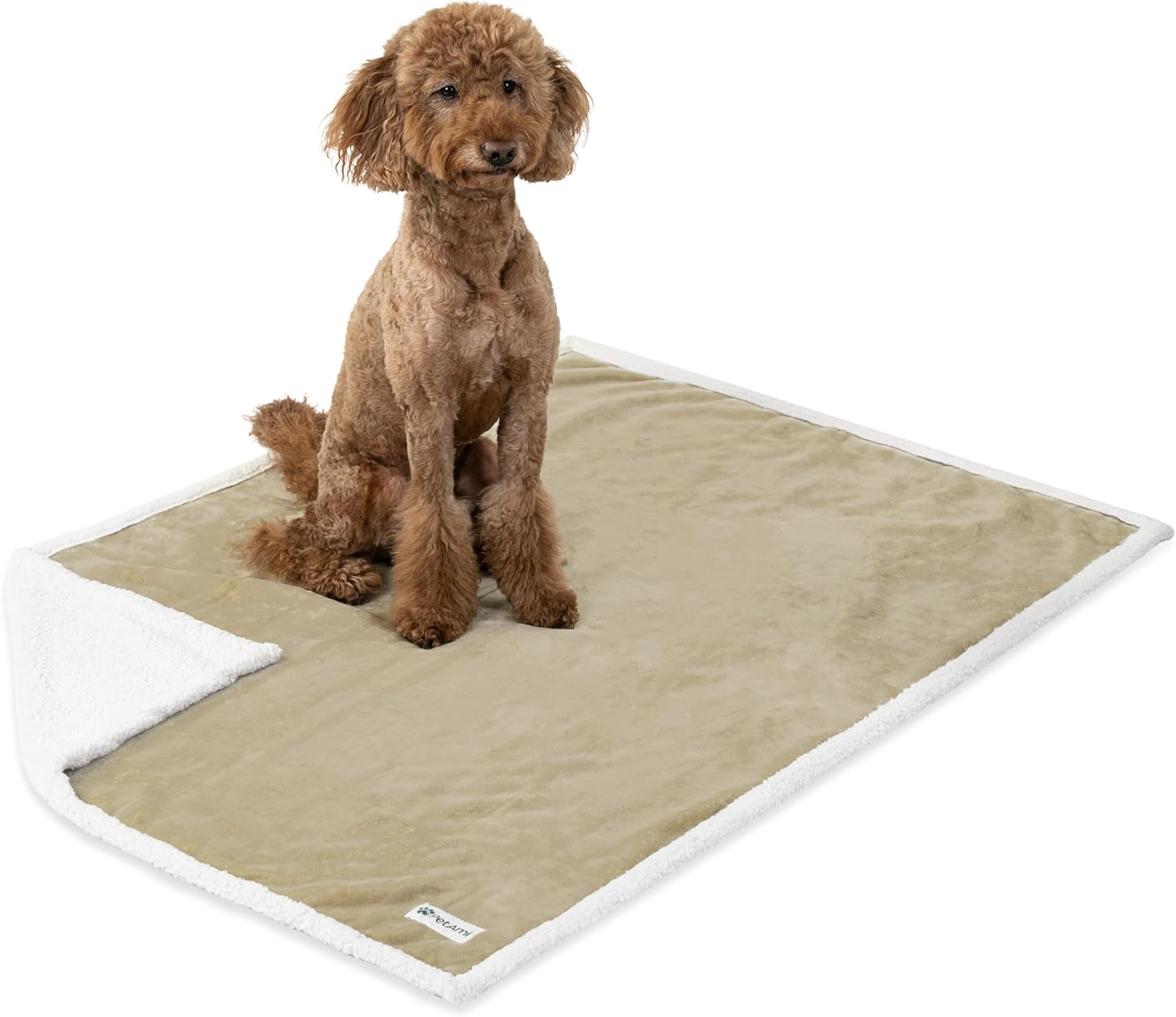 Waterproof Dog Blanket for Queen Bed Large XL Dog Throw for Couch Cover Leakproof Furniture Protection, Sherpa Fleece, Reversible Soft Washable 90X90 Light Gray